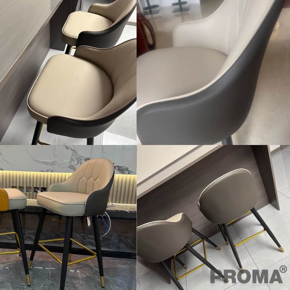  [Pre-order] เก้าอี้บาร์ทรงสูง สไตล์โมเดิร์น Proma-C-62 75 ซม. สีเทาเข้ม/ครีม_3